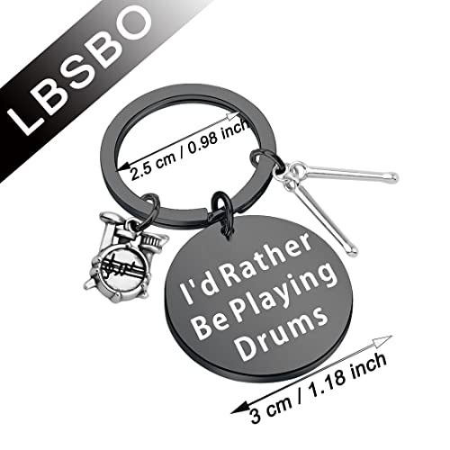 Image of CENWA Drummer Gift Drummer Keychain I'd Rather Be Playing Drums Drum Kit Gifts Musician Keychain Drum Player Band Gifts