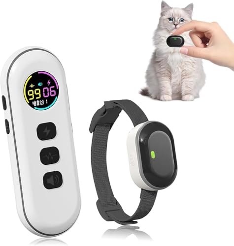 Ultra-Small Cat Shock Collar, Ultra-Light & Thin Cat Training Collar with 1300ft Remote(Dark Grey)