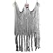 Halloween Haunters Animated Hanging Scary Shaking Skull Reaper Door or Wall Curtain Prop Decoration - Red LED Flashing Eyes - Battery Operated