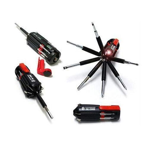 Image of 8 in 1 Multi-Function Screwdriver Kit - Tool Kit Set with 6 LED Portable Torch - Multicolour Screwdriver Set