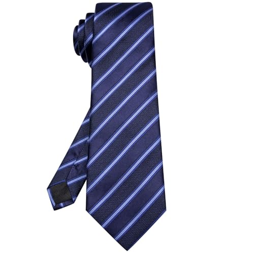 Image of Hi-Tie 63 inches Striped Paisley Extra Long Ties for Men Silk Necktie with Lapel Pin Tie Clip Big and Tall Men Formal Wedding