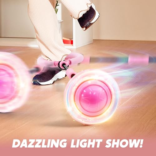 image for JOYIN Pink Ankle Skip Ball with Flashing Lights, Skip it Toy for Kids 