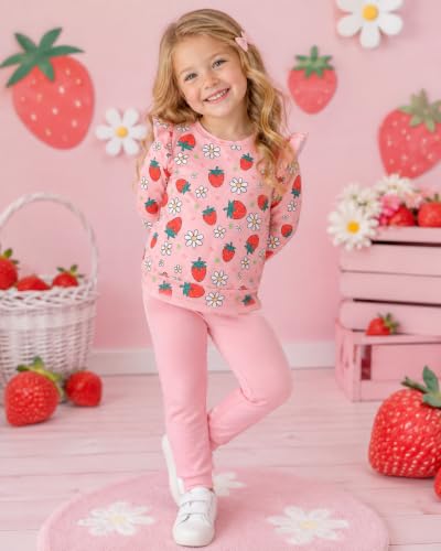 Image of Girls 2 Piece Outfits Toddler Girls Leopard Print T-Shirt and Leggings Set School Outfits Girl Clothes Fall Sets