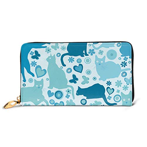 Preisvergleich Produktbild JHGFG Mode Handtasche Reißverschluss Brieftasche Kinder Blue Cats Telefon Clutch Geldbörse Abendkupplung Blocking Leder Brieftasche Multi Card Organizer