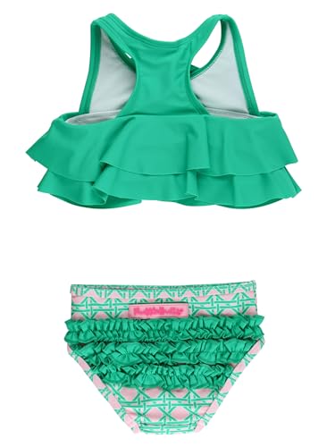 Image of RuffleButts Girls UPF50+ Sun Protection Flounce Bikini Two Piece Swimsuit
