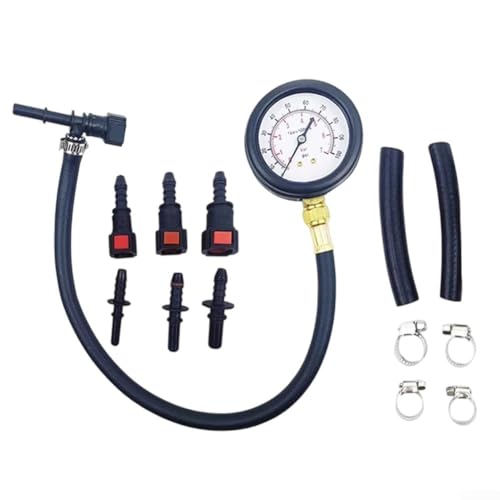 Startbuymore Fuel Pressure Tester Kit with Multiple Adapters 0-100 PSI Gauge for Car Motorcycle Truck Diagnostic Tool with 6 Connectors and Hoses