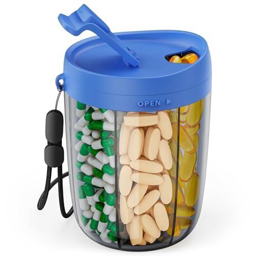 Image of PULIV Large Pill Bottle Organizer Anti-Mix Design, 6 Slots, 20 Labels | Supplement Organizer for Holding 6 Various Vitamins without Filling Hassle, Wide Opening Pill Box Case for Easy Retrieval