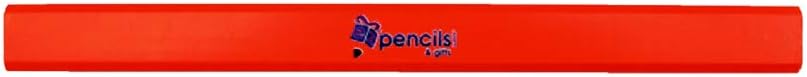 EZPENCILS & GIFTS Personalized Carpenter Pencils Bulk – Neon Orange body – Pack of 10 - Custom Image - 2HB black Lead – Wide Graphite – Art-Wood-Construction, FREE-PERSONALIZATION