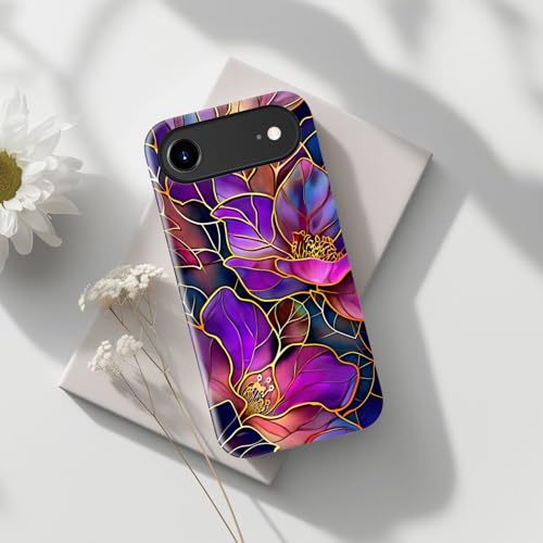 Image of Goodon for iPhone Air Case Cute - Wireless Charging Compatible - Dual-Layer Hard Shell + Silicone Cover - Protective Phone Case with Trendy Designs for Women - Blooming Purple Flowers