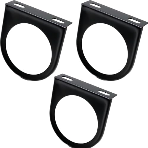 Wvapzwr 3Pcs Gauge Pod Holder, 52mm 2 Inch Universal Single Hole Meter Gauge Pillar Mount Pod Holder Bracket, Black Single Gauge Chrome Mounting Panel for Auto, Truck, Boat and More