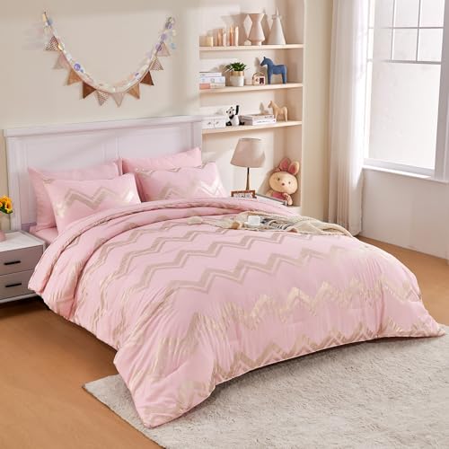 Wowelife 9945455-BO 6 Pieces Pink Twin/Twin Xl Comforter Set cover