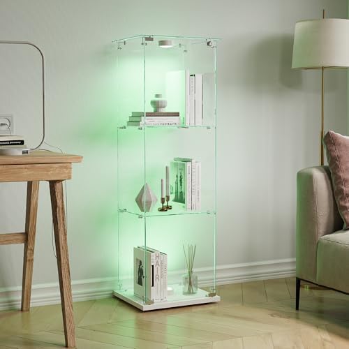 Vitrina de cristal con iluminación LED, armario de vitrina con ce...