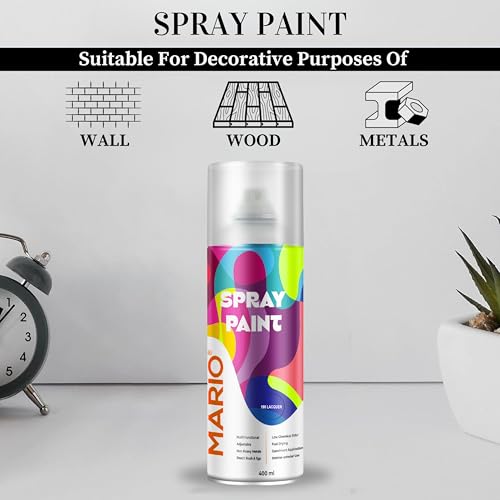 Image of Mario Spray Paint - 190 Lacqure Transparent (400ml) | Clear Lacquer Spray Paint for Glossy Protection on Metal, Wood & Paint | Transparent Top Coat