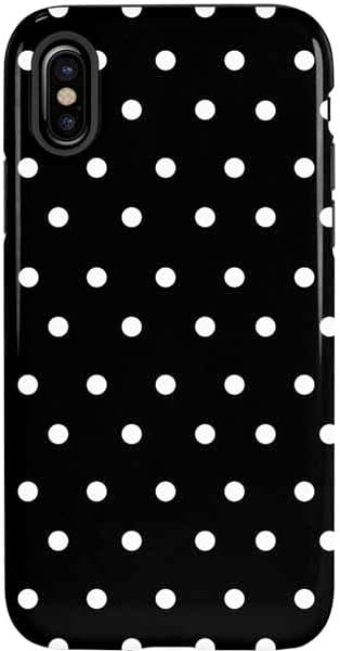 Skinit Pro Phone Case Compatible with iPhone X - Black and White Polka Dots Design
