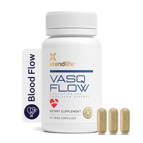 Xtendlife VasQFlow Nitric Oxide Supplement Supports Circulation Blood Flow Heart Health & Exercise Performance Red Spinach Extract & Aged Garlic Formula 30 Day Supply (90 Capsules)