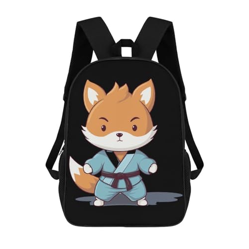 Judo - Mochila deportiva de zorro para hombres y mujeres, mochila para laptop de 17 pulgadas, mochila de viaje y senderismo