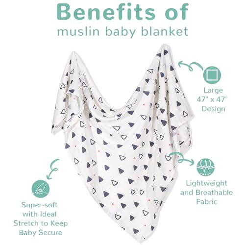 Image of HECCEI Muslin Baby Swaddle Blanket Bamboo Cotton 47 x 47 Inches, Tiny Sails | Soft Breathable Receiving Blanket Swaddles for Newborn Registry Gift for Baby Showers