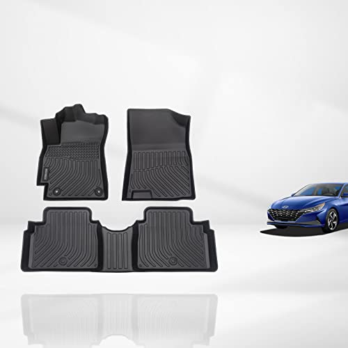 KELCSEECS Floor Mats Custom Fit for Hyundai Elantra 2026 2025 2024 2023 2022 2021& Elantra N All Weather Protection TPE Heavy Automotive Floor Liners 1st & 2nd Row Full Set Accessories Black