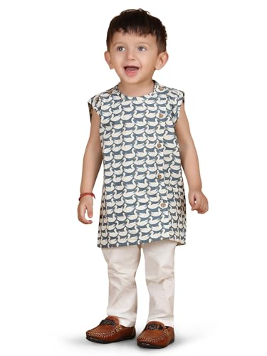Image of POLKA TOTS Pure Cotton New Born Dress | Ultra-Soft, Breathable & Lightweight Sleeveless Jhabla Pant Set for Baby Boys & Girls | Baby Summer Clothes | Traditional Jabla & Pyjama Set for Newborns