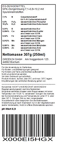 GREEN24 Heckenpflanzen Dünger Supreme - Spezialdünger für Laubhecken Nadelhecken Immergrüne Hecken Heckenpflanzen Liguster Thuja Buchsbaum Eibe Flüssigdünger NPK 250ml Konzentrat