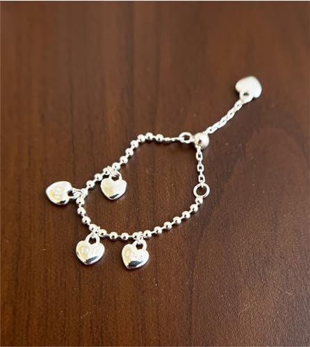 Dtja Delicate Heart Charm Ball Chain Adjustable Ring 925 Sterling Silver Promise Statement Rings for Women Girls Expandable Cute Finger Rings Fashion Wedding Engagement Valentine Jewelry Gift 5