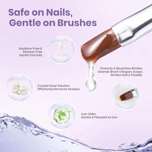 Image of Beetles Nail Art Brushes Cleaner and Conditioner 85ml /2.87 Fl.Oz Nail Brush Restorer Quick Clean Break in Manicure Brush of Gel Polish, Nails Extension Gel, Dip Powder, Acrylic Builder DIY and Salon