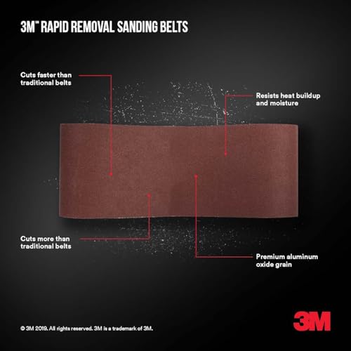3M Rapid Removal 3 in. x 21 in. Power Sanding Belt, 120 Grit, 1/Pack - image 6