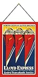 besonders starkes Stahlblech North German Lloyd Bremen Lloyd Express Blechschild Metallschild Schild Metal Tin Sign gewölbt lackiert 20 x 30 cm mit Kordel