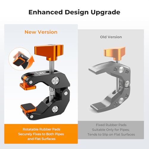 Image of K&F CONCEPT Camera Mount Clamp, Super Crab Clamp Rotatable Clamping Block | 1 /4 inch and 3 /8 inch Thread Holes for Round Pipe Flat Surface, Camera Mounts, and Other Photographic Accessories, MS65
