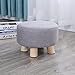 GGoty Poggiapiedi in legno, sgabello rotondo in lino, piccolo con 4 gambe imbottito per scarpe, sgabello, soggiorno, camera da letto (28 x 20 cm, grigio)
