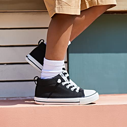 Weestep Toddler Little Kid Boys And Girls Classic Cotton Slip On Mid Top Sneakers(12 Little Kid, Black) #TOP2