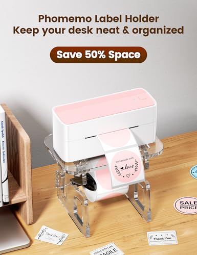 Image of Phomemo Bluetooth Thermal Label Printer, 241BT 4X6 Wireless Shipping Label Printer for Small Business, Pink Labels Printers with Label Holder
