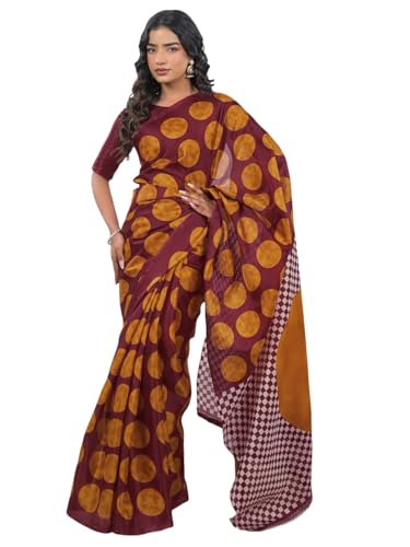 Image of SIRIL Women's Cotton Printed Saree With Unstitched Blouse Piece