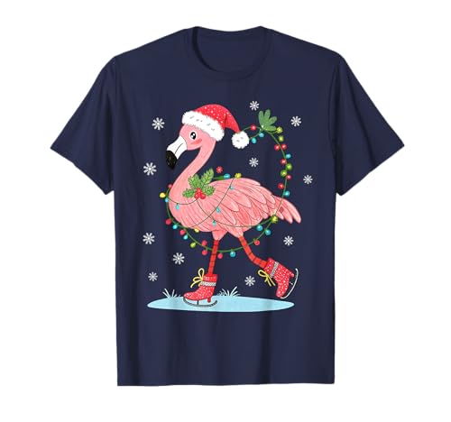 Navidad Flamingo Santa Navidad En Julio Verano Mujeres Niñas Camiseta