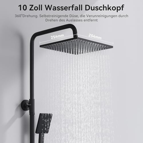 Auralum Regendusche Komplettset ohne Armatur, Edelstahl Regendusche mit Messing-Wasserteiler, duschkopf, 250mmx250mm Überkopfbrause… – Ansicht 3