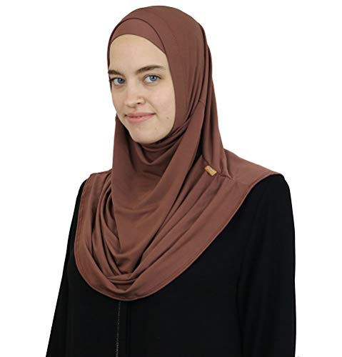 Firdevs Islamic Practical Two-piece Amira Hijab Turkish Scarf Muslim Easy Instant Ready-to-Wear Headscarf (Mocha)