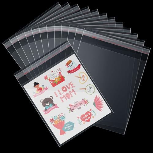 Cidenbio 200 Pcs Thickened Self Sealing Cellophane Treat Bags 6x9 In, Clear Candy Cookie Bags for Gift Giving, 3.1 Mils Resealable Plastic Packaging Bag for Party Favors, Cookies, Bread, Snack Goodie