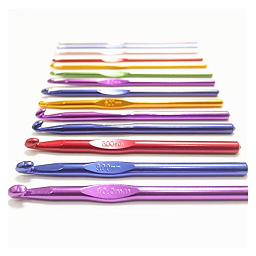 Jing Ger 14 Tailles/Ensemble d'aiguilles à Tricoter en Aluminium Multicolores à Crochet en Aluminium Set de poignée Aiguilles à Tricoter