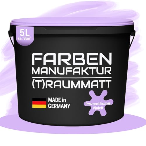 Farben Manufaktur (T) raummatt Wandfarbe Innenwandfarbe Innenfarbe Dispersionsfarbe Trendfarbe 2022 1/2/5/10L, Farbe: provenzalisches flieder violett, Größe: 1L