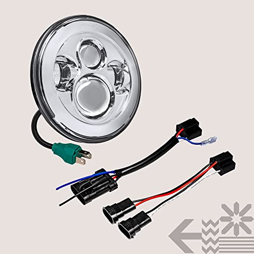 Online Led Store HDL1533 True Mods 7 Inch Led Headlight For Harley Davidson [Black-Finish] [4500 Lumen] [H4 Converters Plug And Play] [Built-In Can Bus] thumb #7