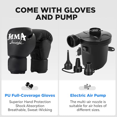 NZQXJXZ Saco de Boxeo Mejorado para Practicar de pie con Alfombra Musical interactiva, Saco de Boxeo para Adultos con Pantalla para puntuación, Kickboxing para Principiantes, Entrenamiento de MMA - imagen 6