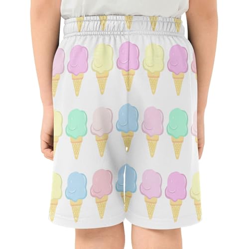 J JOYSAY Ice Cream Cone Pastel Boys Athletic Shorts Kids Youth Casual Shotrs with Pockets Elastic Waistband3