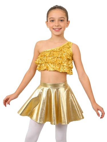 Tenue de danse latine et vêtements hip hop or pour jeune fille de 6 à 14 ans