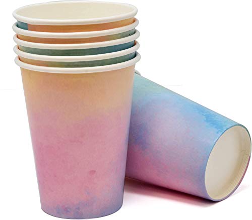 Rainbow Pastel Water Color Party Supplies Tableware Set 24 9" Plates 24 7" Plate 24 9 Oz. Cups 50 Lunch Napkins For Colorful Birthday Parties Baby Shower Wedding Disposable Paper Goods Decor #TOP3