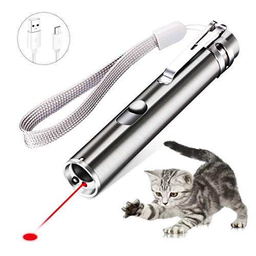 Meilostk Cat Interactive Toy Wand, USB Rechargeable Training Tool with Moon White Led