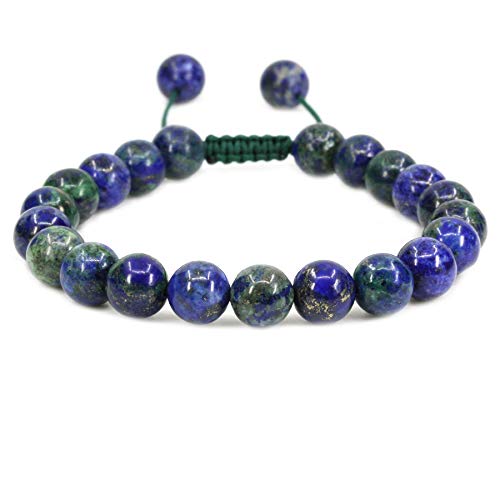 Bracelet chrysocolla macramé réglable perles 12mm | Bijou unisexe