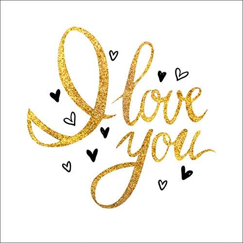 Walls By Me - Peel and Stick Poster Print Gold and White LOVE Wall Art 1236-12in x 12in (31x31cm) -, Repositionable and Removable - Unframed