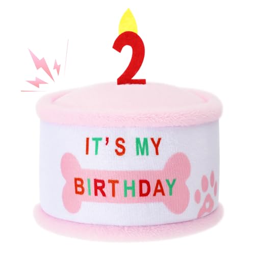 Juguete Peluche Pastel Cumpleaños Perro Número 2 Rosado