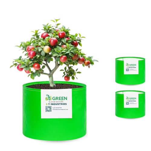 Image of HDPE Grow Bags for Plants 18X24 Inch (Pack of 3) | 260 GSM Heavy Duty UV-Protected Round Green Colour Plant Bags for Terrace and Vegetable Gardening | Strong & Reusable|