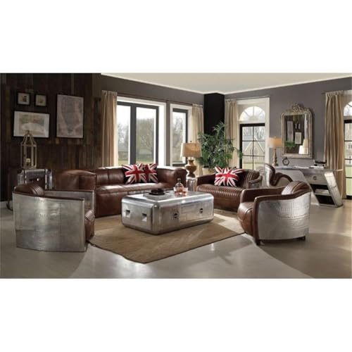Sillón Plegable Cuero Marrón miniatura 3